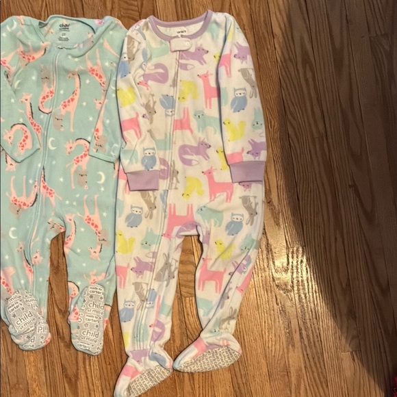 Carter's Cozy Blue and Pink and Purple Footies Pajamas - Picture 8 of 9